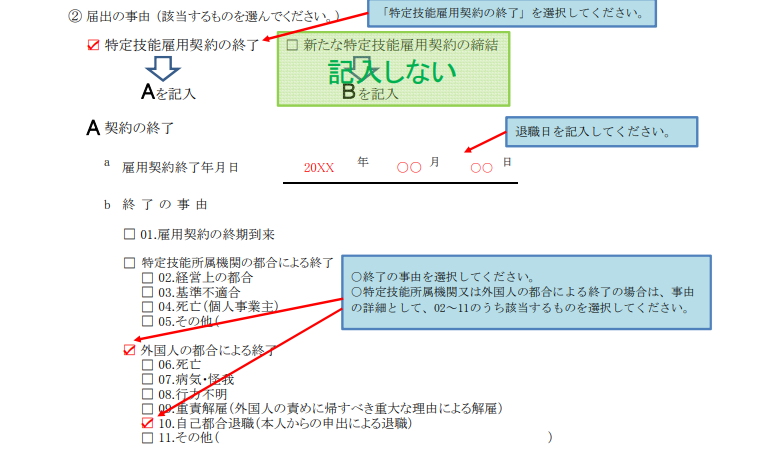 特定技能雇用契約の終了